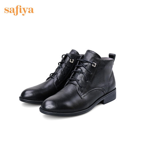 【春节不打烊】Safiya/索菲娅 秋冬英伦风2022年冬季新款时髦尖头系带低跟踝短靴 SF24116571 商品图7