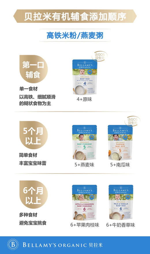 贝拉米有机婴儿大米原味燕麦南瓜香草苹果米粉米糊辅食125g（五款可选） 商品图3