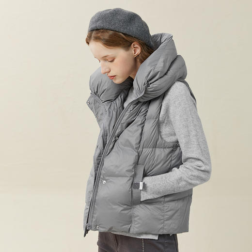 Famecoco范可儿羽绒服马甲女白鸭绒立领修身轻薄坎肩外套F228CA029 商品图3