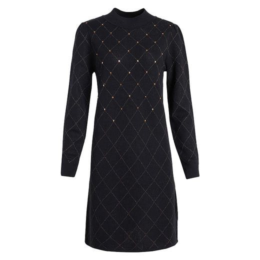 乔万尼秋冬羊毛连衣裙新款黑色针织长袖法式高级感小个子打底EF4M247 商品图5