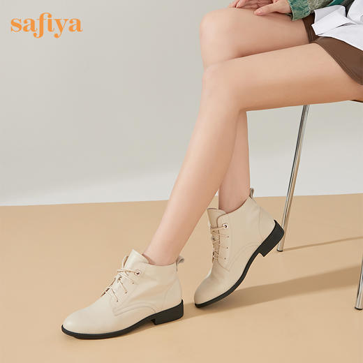 【春节不打烊】Safiya/索菲娅 秋冬英伦风2022年冬季新款时髦尖头系带低跟踝短靴 SF24116571 商品图5