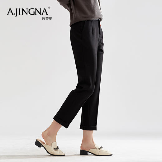 【特价不退换】阿菁娜秋冬新款国风盘扣经典哈伦萝卜小黑裤F27Q210027 商品图2
