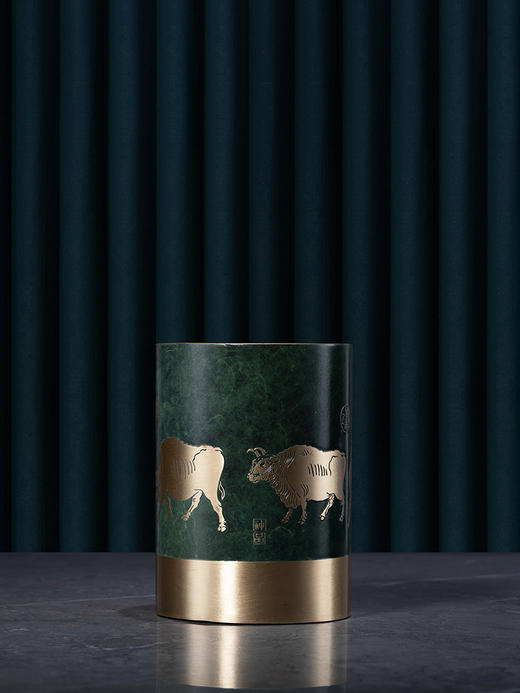 【6F】朱炳仁铜 五牛积福笔筒书房文具收藏送人创意清宫艺术教师节礼品 商品图2