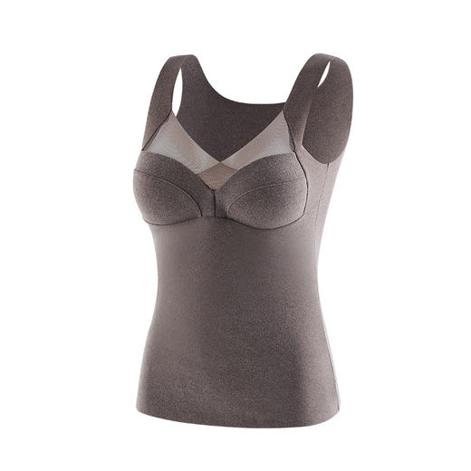 【寒冬也要做‘减法’ 37℃恒温 罩杯一体发热背心】秋冬无痕发热徳绒保暖背心 固定一体胸垫加厚打底保暖内衣女 商品图8