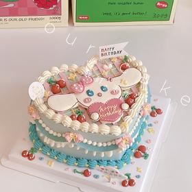 玉桂狗/大耳狗卡通爱心复古手绘蛋糕-低糖处理无添加