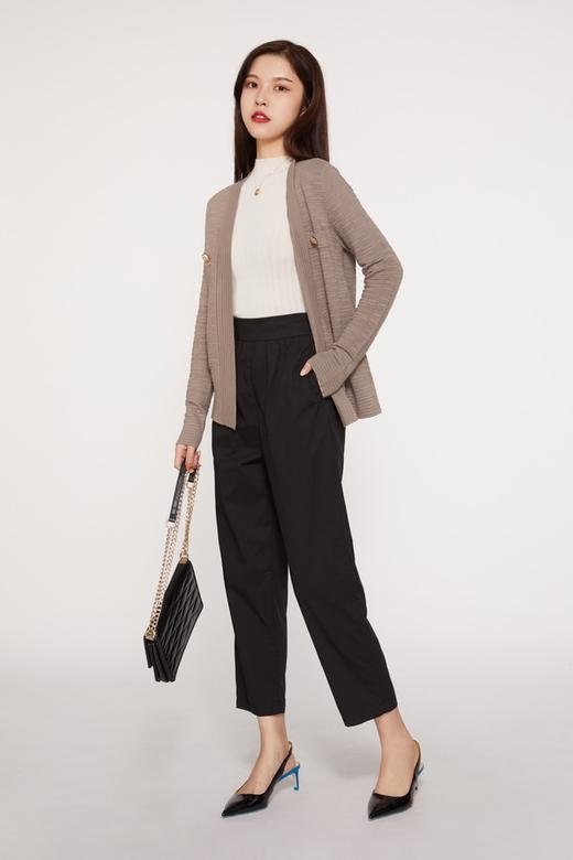 Le Malene 棕色小香编织条纹针织开衫 9746 商品图4