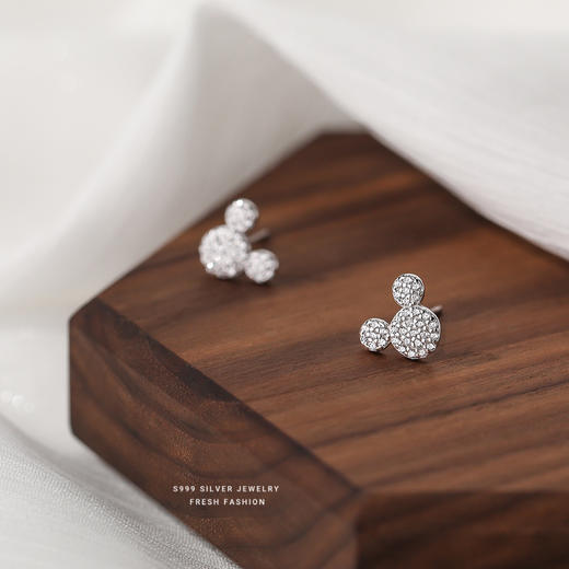 【妙旋】S999银足银可爱鼠微镶耳饰【YXS-E2859】 商品图2