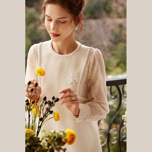 欧芮儿小香风连衣裙女春季2022年新款收腰显瘦绣花蕾丝拼接甜美裙 商品图1