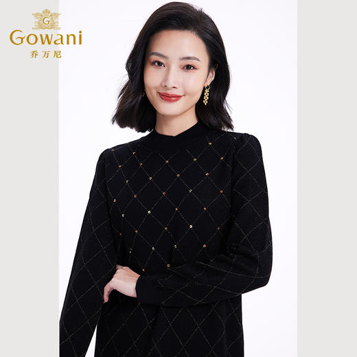 乔万尼秋冬羊毛连衣裙新款黑色针织长袖法式高级感小个子打底EF4M247 商品图2