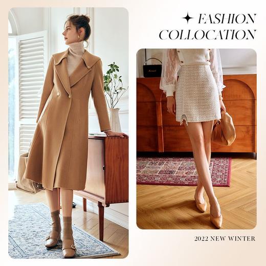 OLrain欧芮儿法式双面呢毛呢外套女春2025年新款中长款羊毛大衣 商品图1