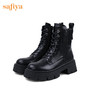 【春节不打烊】Safiya/索菲娅 商场同款2022年冬季新款英伦风机车拼接厚底系带马丁靴女 SF24116104 商品缩略图1