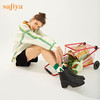 【春节不打烊】Safiya/索菲娅 款秋冬牛皮高跟2022冬季新圆头厚底切尔西烟筒靴SF24116046 商品缩略图2