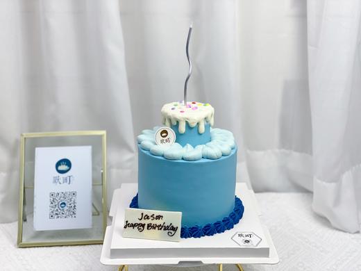 蓝色系复古小小双层蛋糕 商品图0