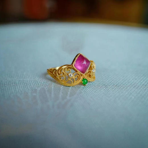 龢盒原创 小轻奢复古款糖果色碧玺戒指 商品图1