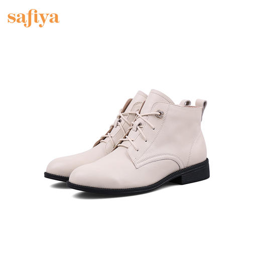 【春节不打烊】Safiya/索菲娅 秋冬英伦风2022年冬季新款时髦尖头系带低跟踝短靴 SF24116571 商品图6