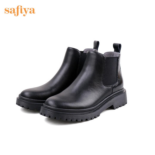 Safiya/索菲娅 2022年冬季新款法式ins风切尔西中跟厚底真皮保暖短靴 SF24116537 商品图10