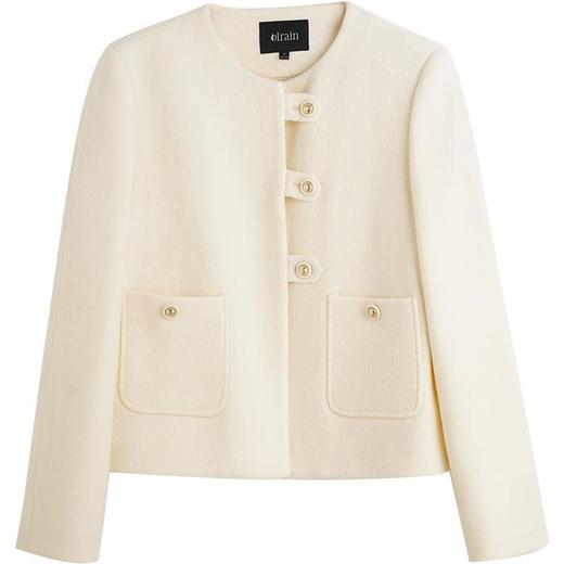 OLrain欧芮儿法式米白色毛呢外套女春2025年新款小个子短款大衣 商品图5