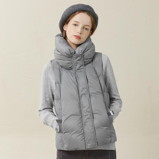 Famecoco范可儿羽绒服马甲女白鸭绒立领修身轻薄坎肩外套F228CA029 商品图2