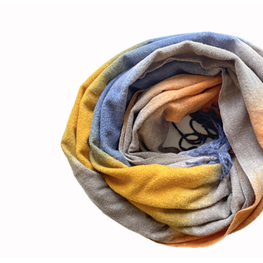 谜底2022冬季新款围巾披肩女复古时尚渐变色百搭保暖224MQ2003 商品图2