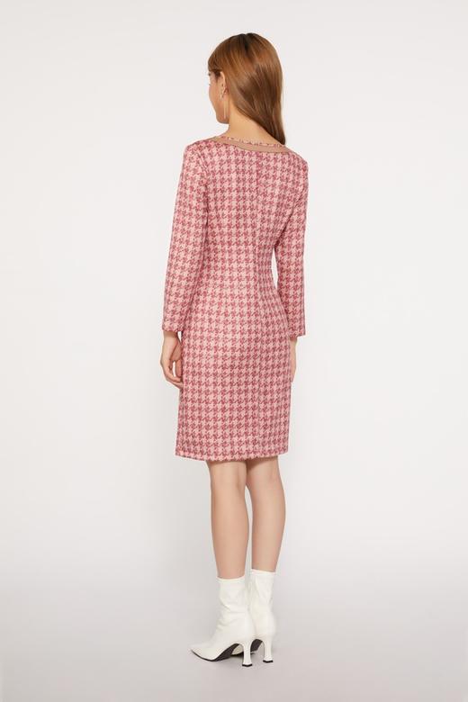 Le Malene 小香风粉色千鸟格连衣裙 10106 商品图2