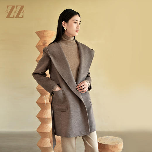 佐尔美冬季新款 气质时尚羊毛双面呢中褛外套女E24SM07 商品图1