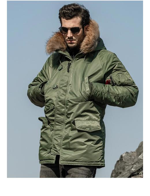 【防寒-3M新雪丽暖绒】二代N3B冬季保暖棉衣户外棉服外套真毛领连帽 商品图7