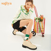 【春节不打烊】Safiya/索菲娅 英伦风纯色2022冬季新款百搭系带软皮低跟马丁靴 SF24116042 商品缩略图2