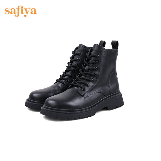 【春节不打烊】Safiya/索菲娅 潮酷炸街2022冬季新款英伦风真皮厚底系带马丁靴 SF24116034 商品图6