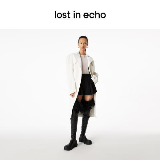 【下架】lost in echo 秋季贝壳头厚底猎鸭羊毛绑带靴高弹力过膝靴女 商品图2
