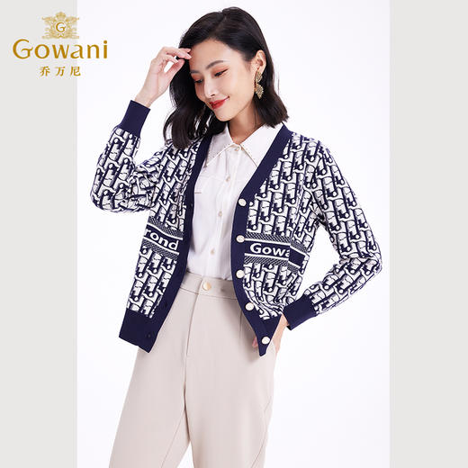 乔万尼针织衫女秋冬新款老花logo法式开衫精致高级感EF4M246 商品图1