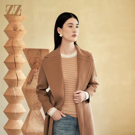 佐尔美冬季新款 气质羊毛双面呢中褛外套女E24SM08 商品图2