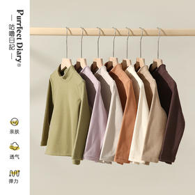 fx-咕噜日记【持久耐穿不松垮】半高领纯色打底T恤PDT2203