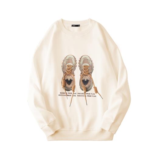 PINLI品立秋季新款男士圆领拼接鞋带压胶印花卫衣BG223209004 商品图8