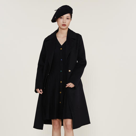 谜底2022冬季新款羊毛呢大衣女西装领修身纯色长款呢子224GD1527 商品图0