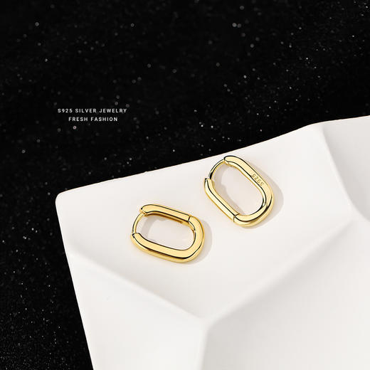 【南蓉】S925银光面素圈耳扣方形冷淡风耳饰【YXS-F1863】 商品图3