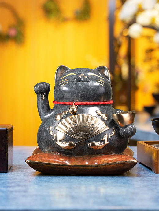 【6F】朱炳仁铜 招财猫 家居装饰艺术工艺品正品礼品招财办公室猫摆件 商品图2