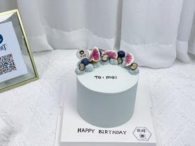 简约灰色系无花果干蛋糕（中间名字可备注更改）