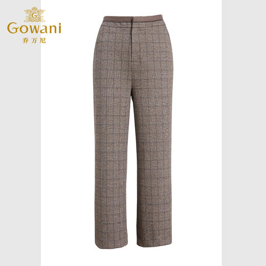 乔万尼裤子女秋冬新款英伦格纹复古显瘦直筒休闲裤EF4F126 商品图4