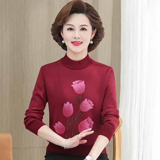 BC-58825 中老年妈妈装郁金香毛衣针织衫加绒冬季新款女母亲婆婆衫 商品图4