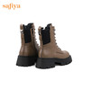 【春节不打烊】Safiya/索菲娅 商场同款2022年冬季新款英伦风机车拼接厚底系带马丁靴女 SF24116104 商品缩略图3