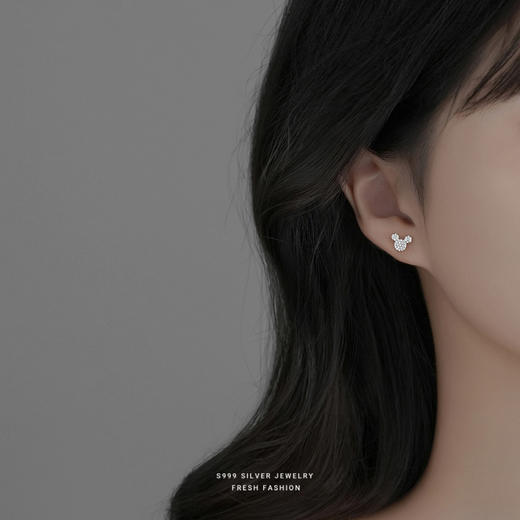 【妙旋】S999银足银可爱鼠微镶耳饰【YXS-E2859】 商品图3