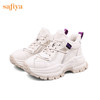 【新春秒杀】Safiya/索菲娅 潮酷机甲风2022冬季新款真皮加绒厚底增高老爹鞋SF24112126 商品缩略图1
