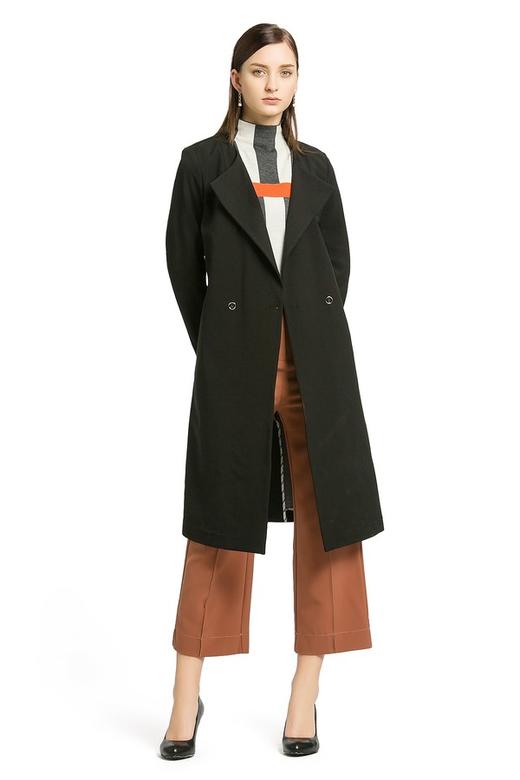 EMC亿美丞 设计感黑色长版外套 145 商品图0