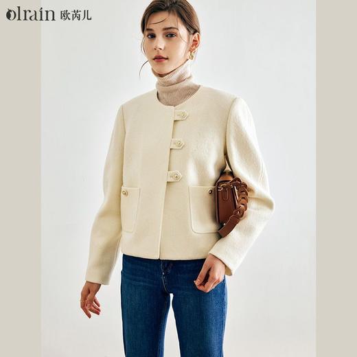 OLrain欧芮儿法式米白色毛呢外套女春2025年新款小个子短款大衣 商品图4