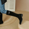 OLD PS1125aa法式复古气质显瘦不过膝长靴牛翻皮粗跟高筒靴 商品缩略图1