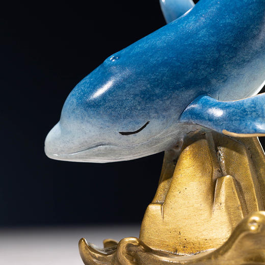 【6F】朱炳仁铜 创意家居桌面风水装饰中式工艺品办公桌摆件鲸山 商品图3