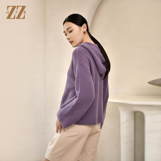佐尔美秋季新款 100%山羊绒连帽羊绒毛衫女E24MS07 商品图4