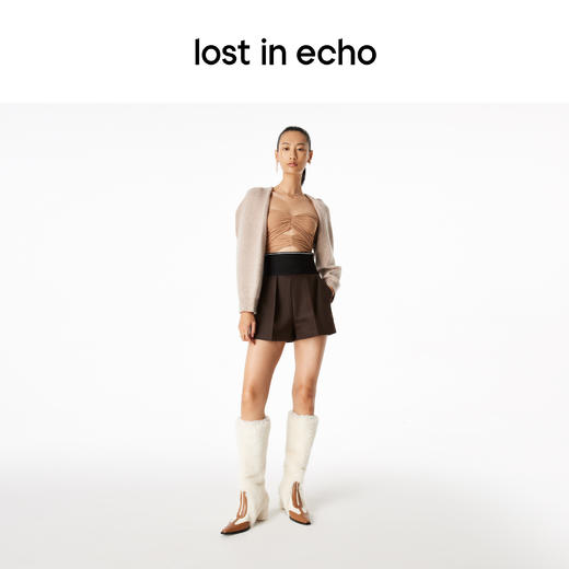 【下架】lost in echo 秋季尖头运动鞋面拼接毛毛阔筒靴雪地靴女 商品图2