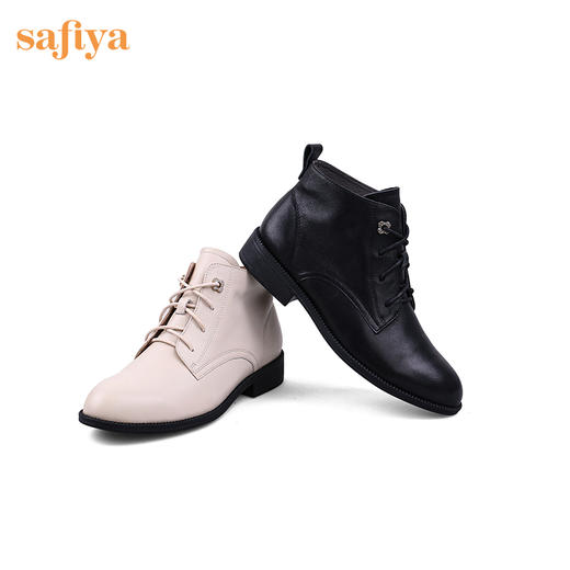 【春节不打烊】Safiya/索菲娅 秋冬英伦风2022年冬季新款时髦尖头系带低跟踝短靴 SF24116571 商品图9