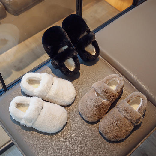 【可爱俏皮儿童毛毛鞋】2022冬季新款女童加绒保暖棉鞋宝宝软底居家男童休闲鞋 商品图1